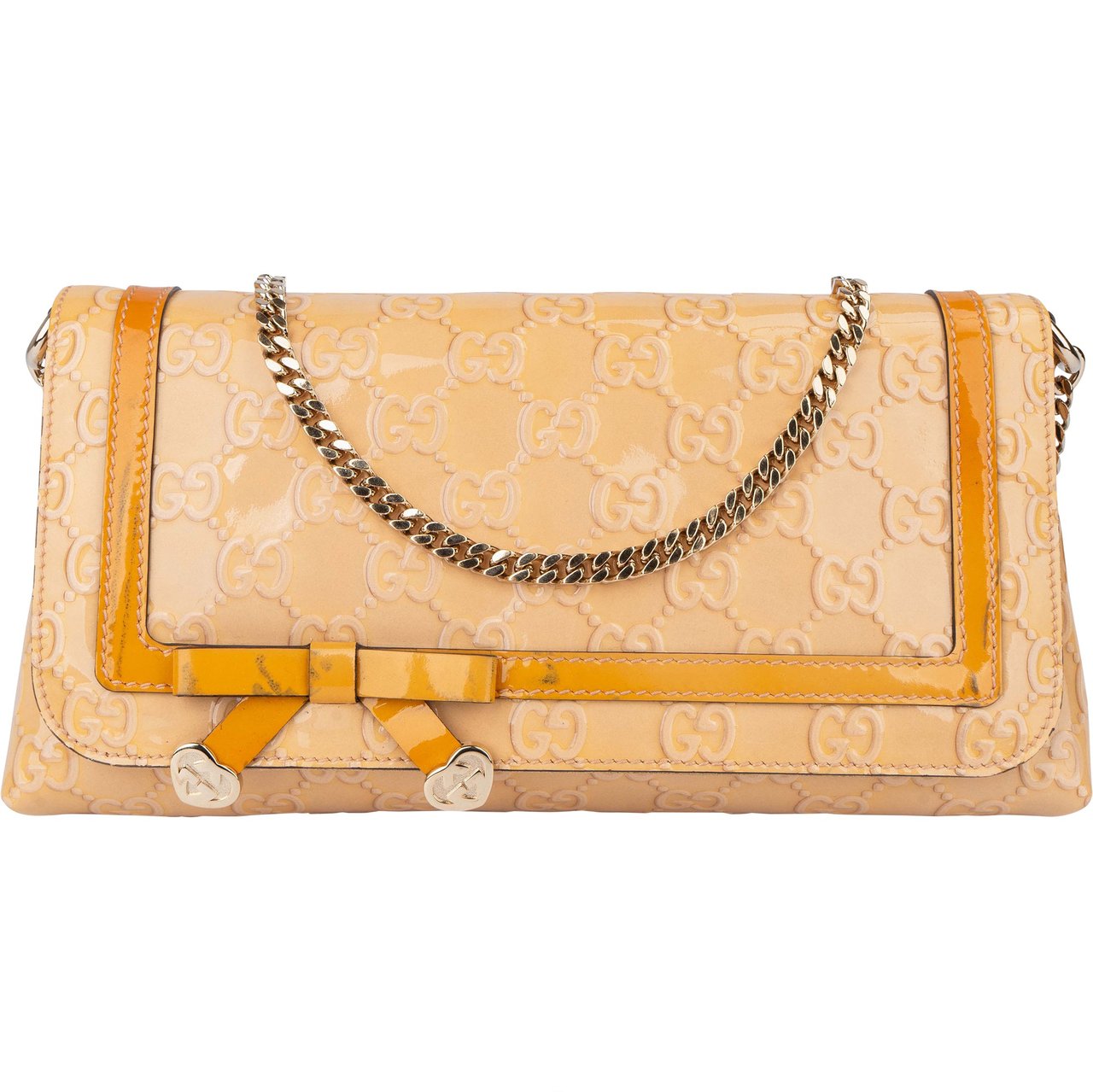 Gucci Gucci Patent Leather Heart Shoulder Flap Bag Oranje