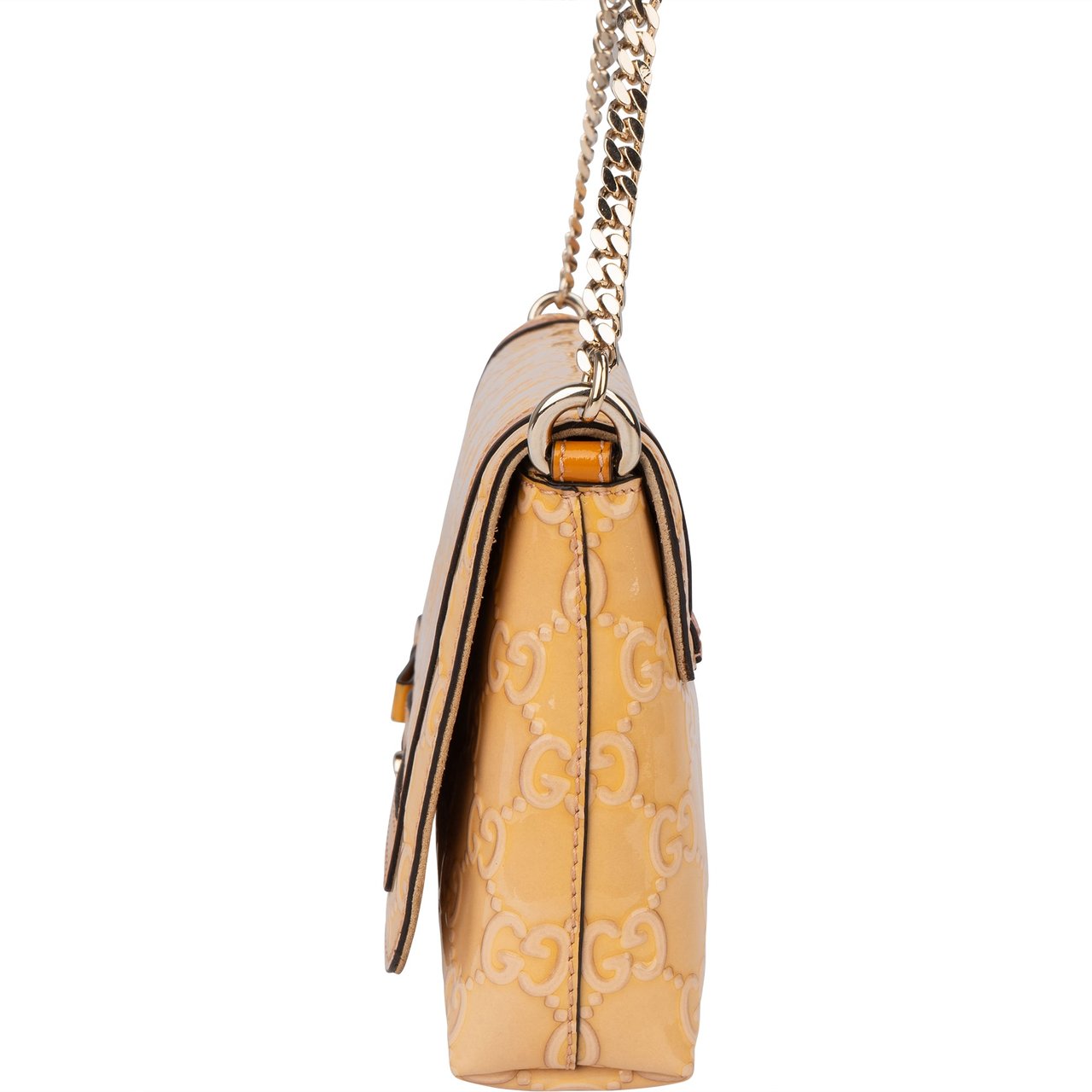 Gucci Gucci Patent Leather Heart Shoulder Flap Bag Oranje