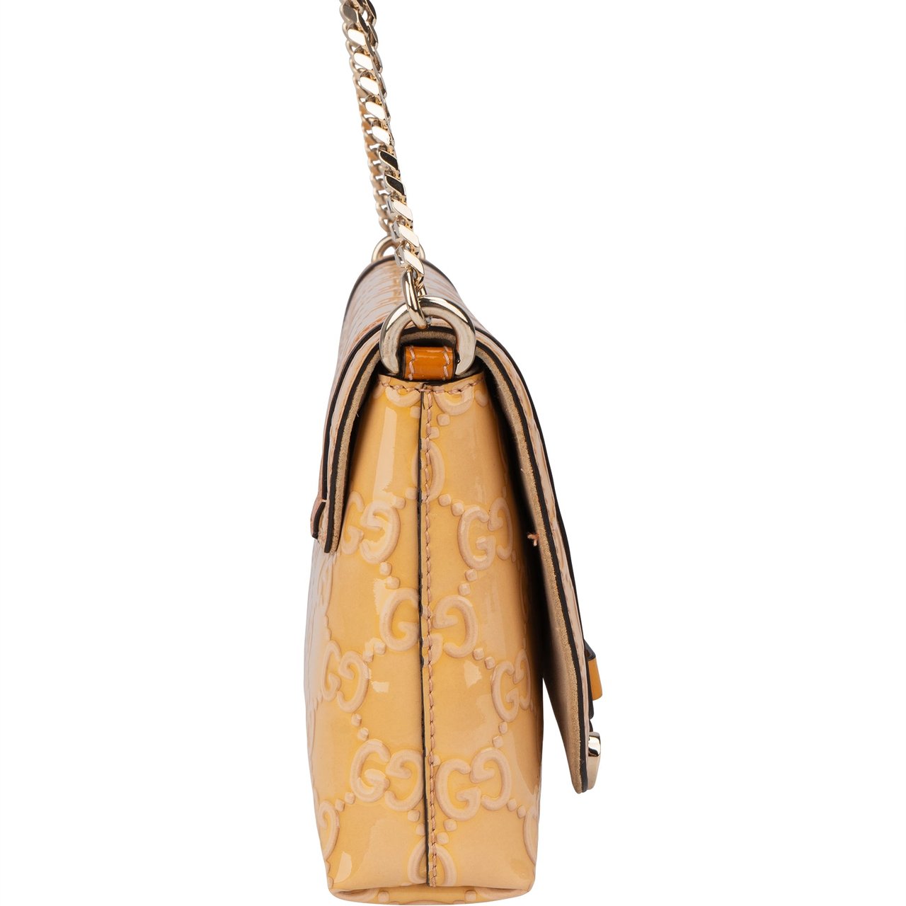 Gucci Gucci Patent Leather Heart Shoulder Flap Bag Oranje