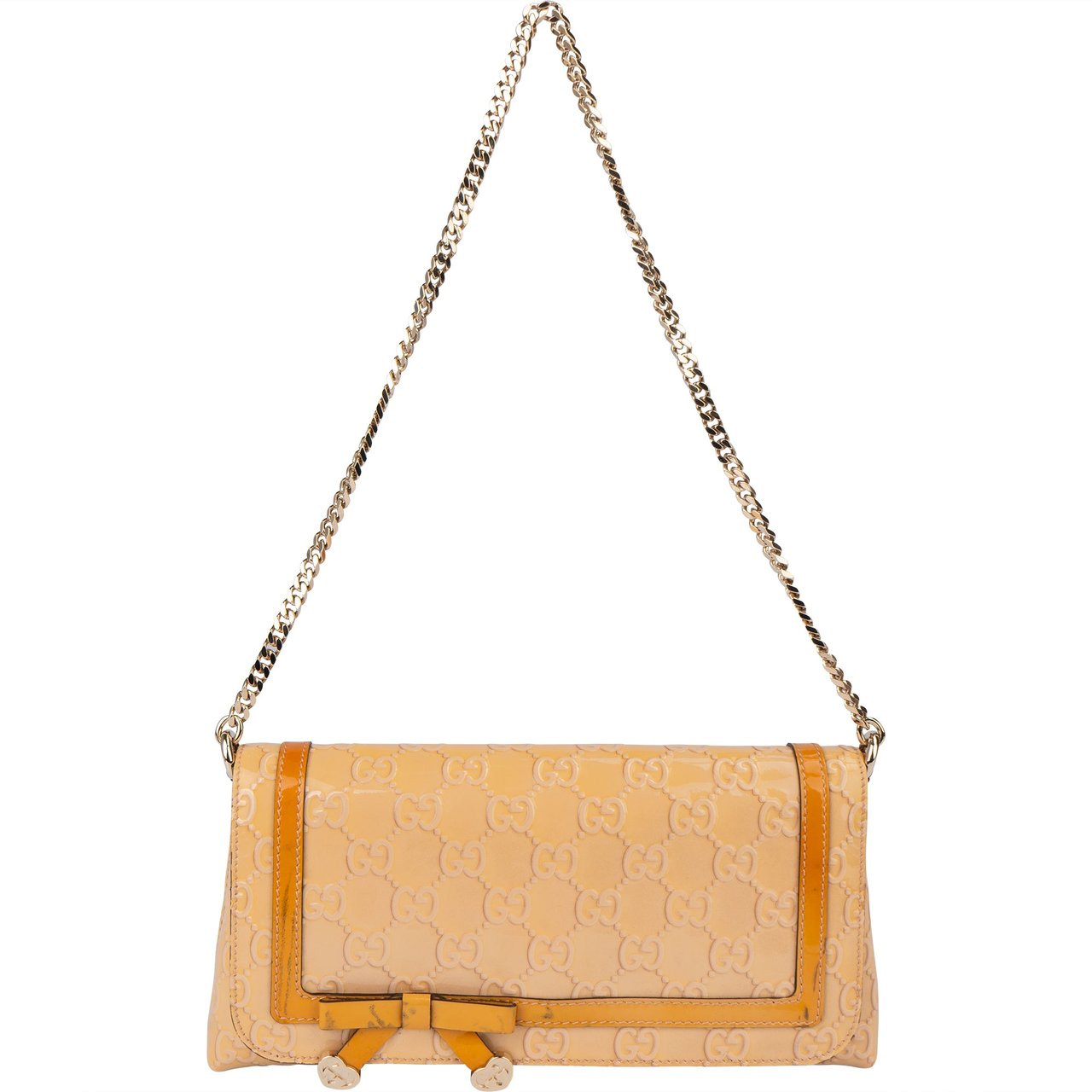 Gucci Gucci Patent Leather Heart Shoulder Flap Bag Oranje
