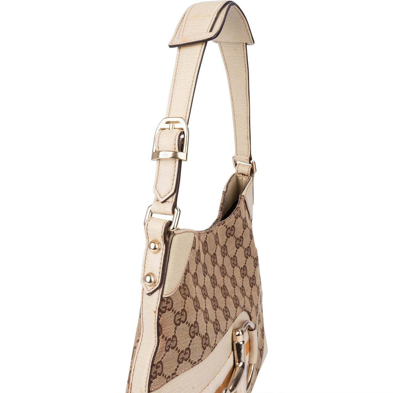 Gucci Gucci GG Monogram Horsebit Handbag Bruin