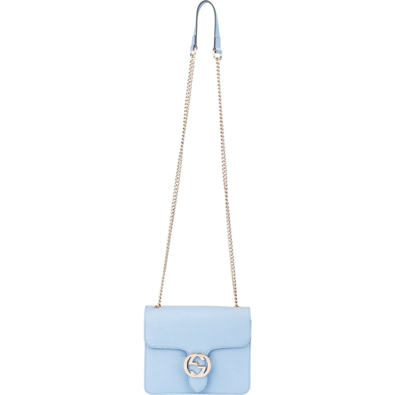 Gucci Gucci Blue Leather Interlocking GG Crossbody Bag Blauw
