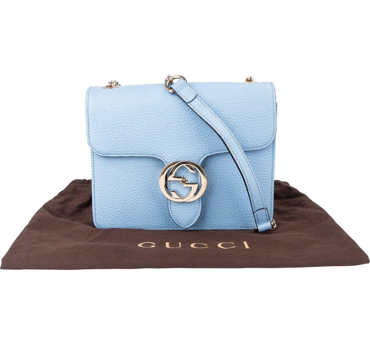 Gucci Gucci Blue Leather Interlocking GG Crossbody Bag Blauw