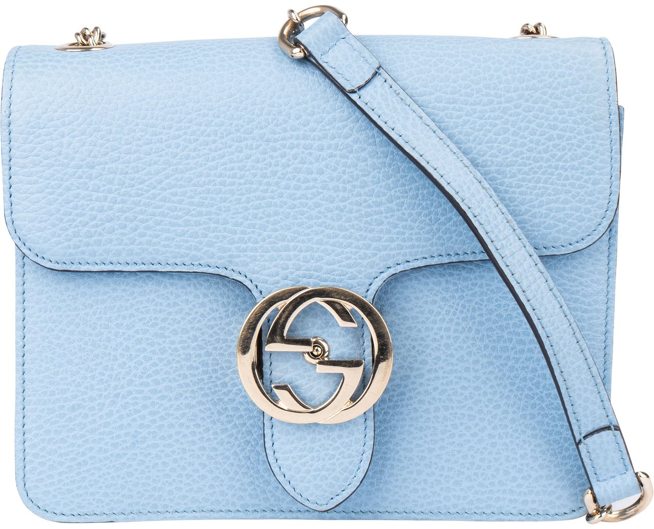 Gucci Gucci Blue Leather Interlocking GG Crossbody Bag Blauw
