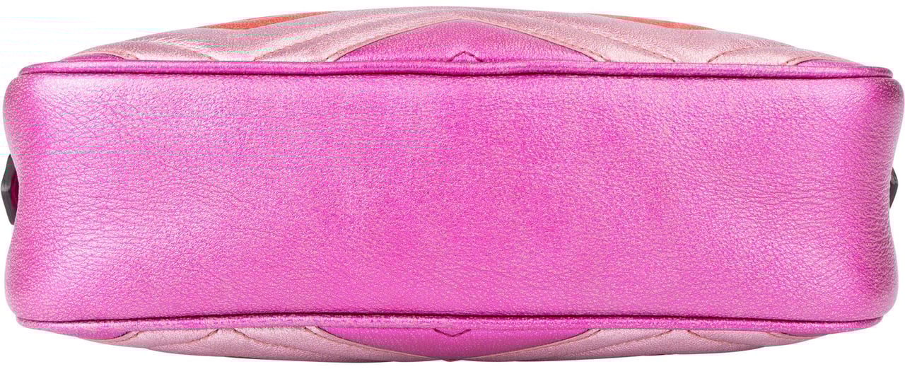 Gucci Gucci Tricolor Leather Marmont GG Crossbody Bag Roze
