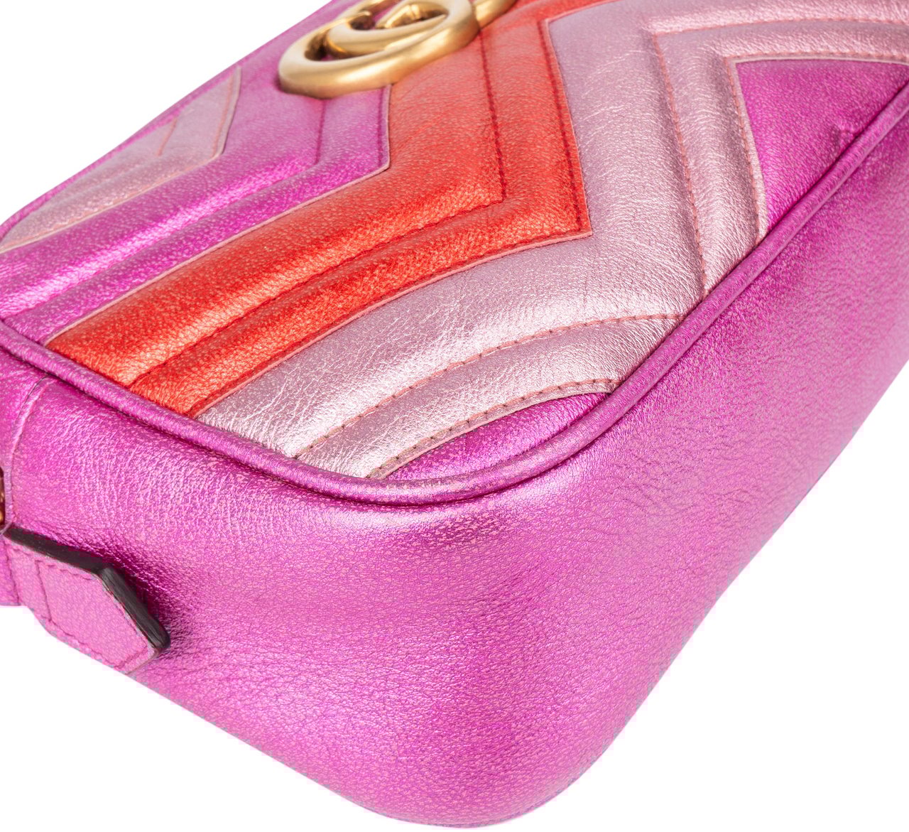 Gucci Gucci Tricolor Leather Marmont GG Crossbody Bag Roze