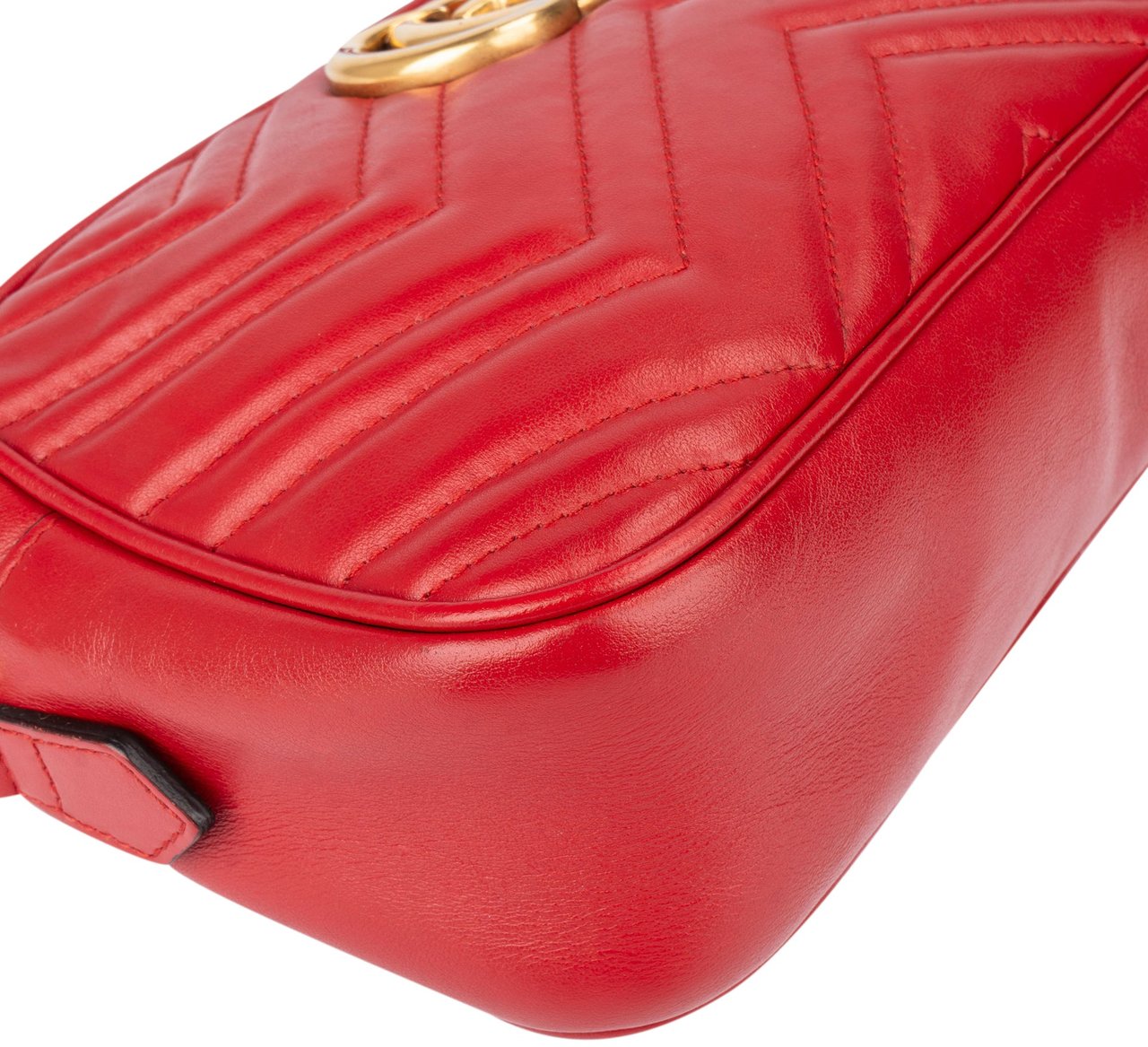 Gucci Gucci Red Leather Marmont GG Crossbody Bag Rood