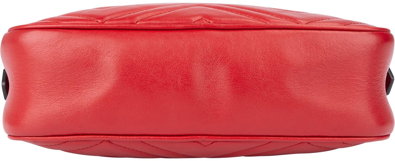 Gucci Gucci Red Leather Marmont GG Crossbody Bag Rood