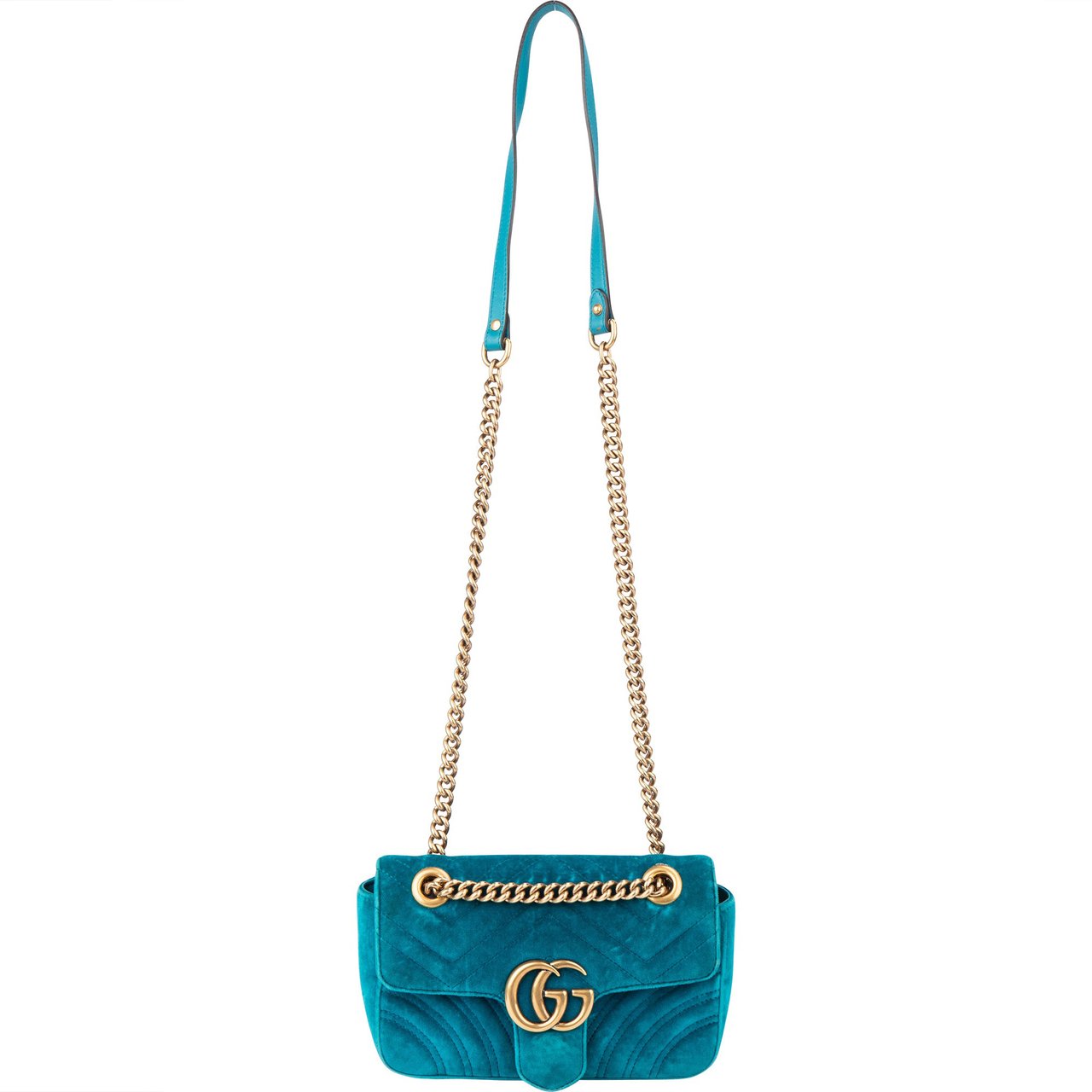 Gucci Gucci Blue Satin Marmont GG Crossbody Bag Blauw