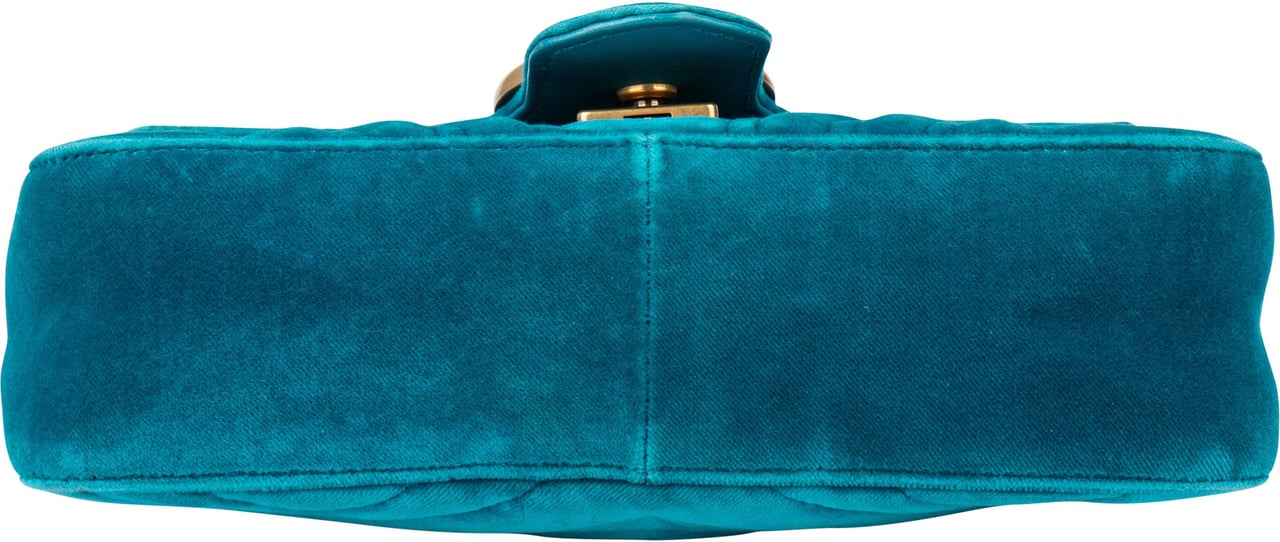 Gucci Gucci Blue Satin Marmont GG Crossbody Bag Blauw