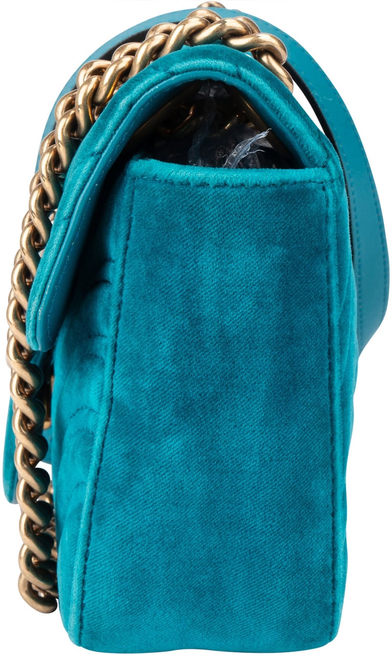 Gucci Gucci Blue Satin Marmont GG Crossbody Bag Blauw