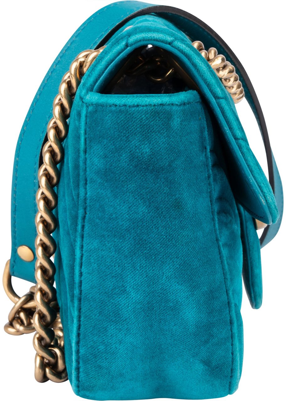 Gucci Gucci Blue Satin Marmont GG Crossbody Bag Blauw