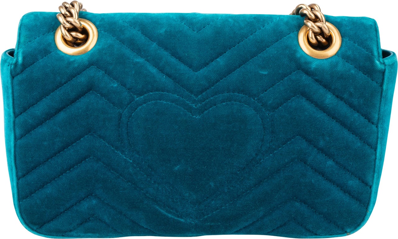 Gucci Gucci Blue Satin Marmont GG Crossbody Bag Blauw