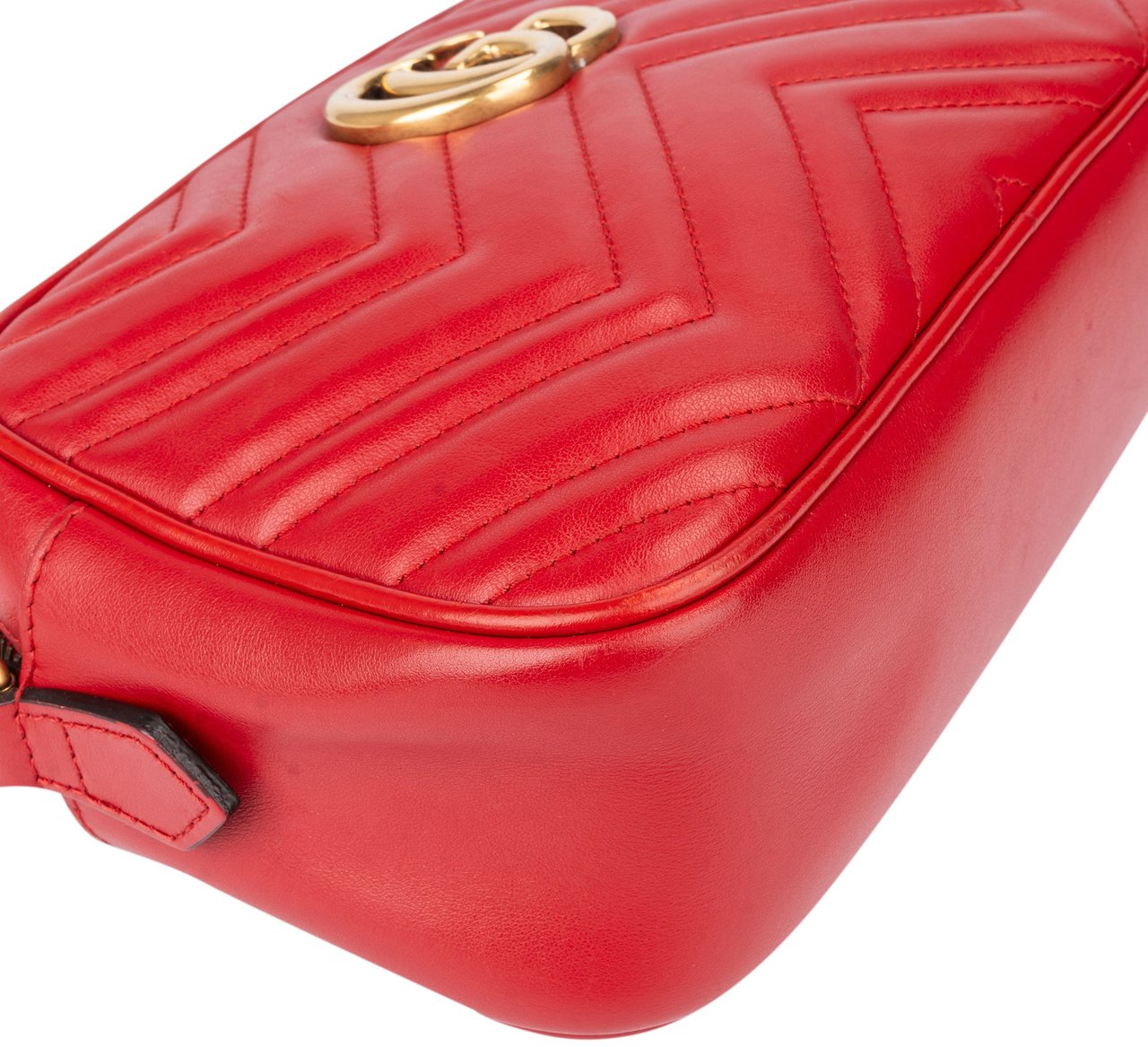 Gucci Gucci Red Leather Marmont GG Crossbody Bag Rood