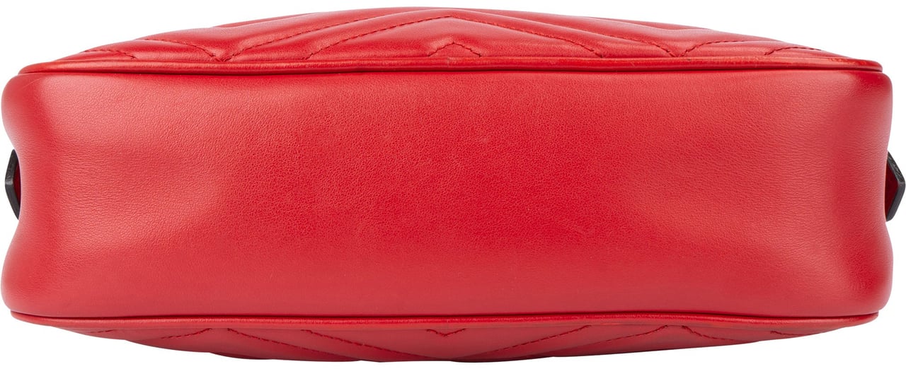 Gucci Gucci Red Leather Marmont GG Crossbody Bag Rood