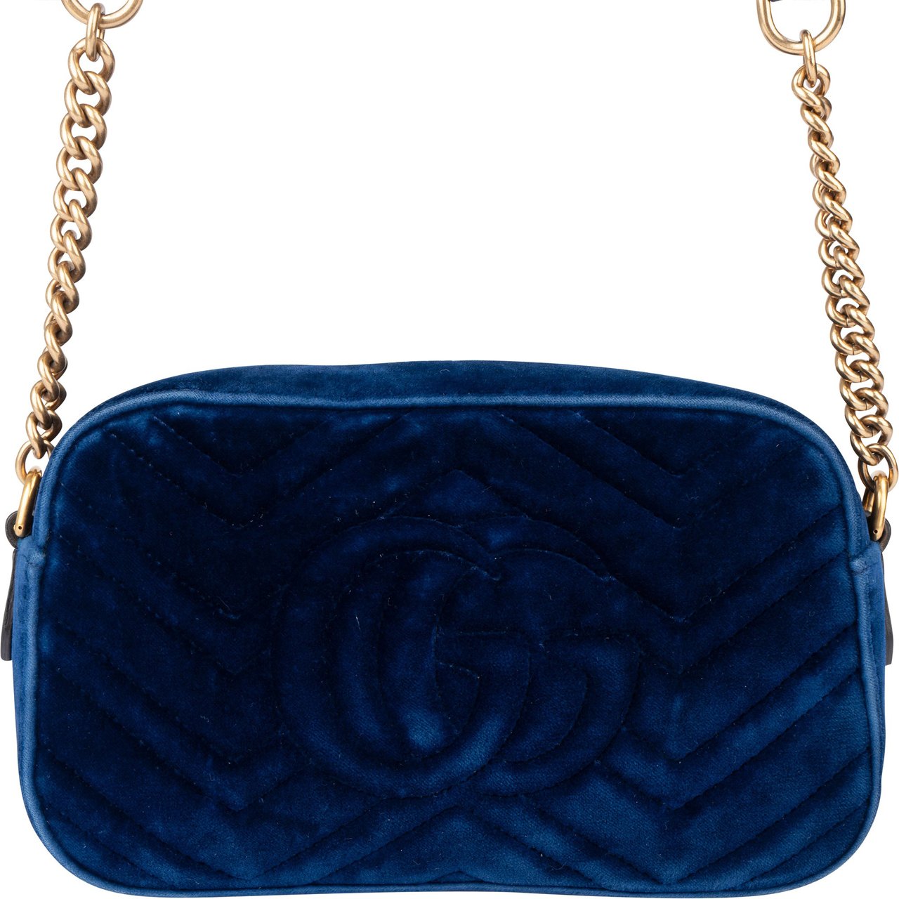Gucci Gucci Blue Satin Marmont GG Crossbody Bag Blauw