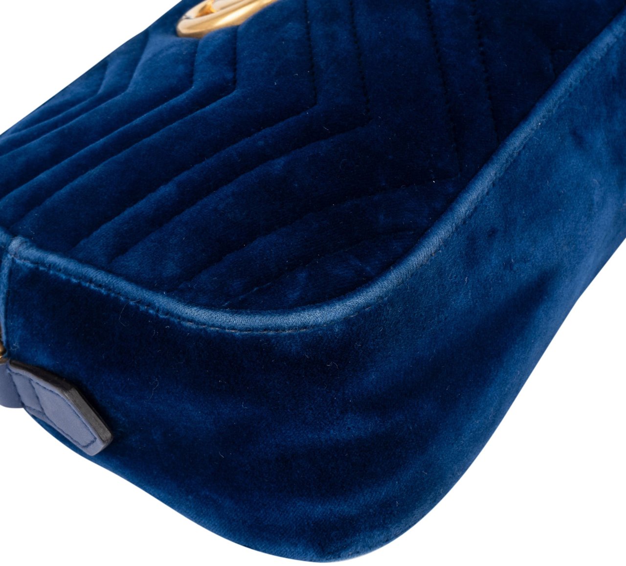 Gucci Gucci Blue Satin Marmont GG Crossbody Bag Blauw