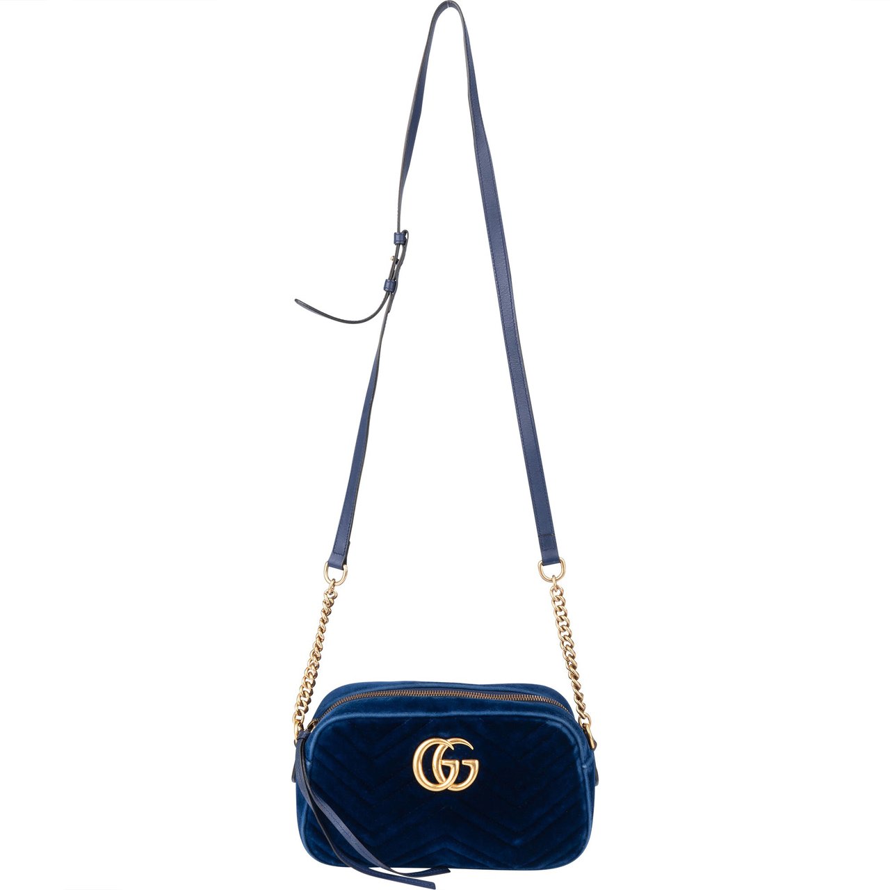 Gucci Gucci Blue Satin Marmont GG Crossbody Bag Blauw