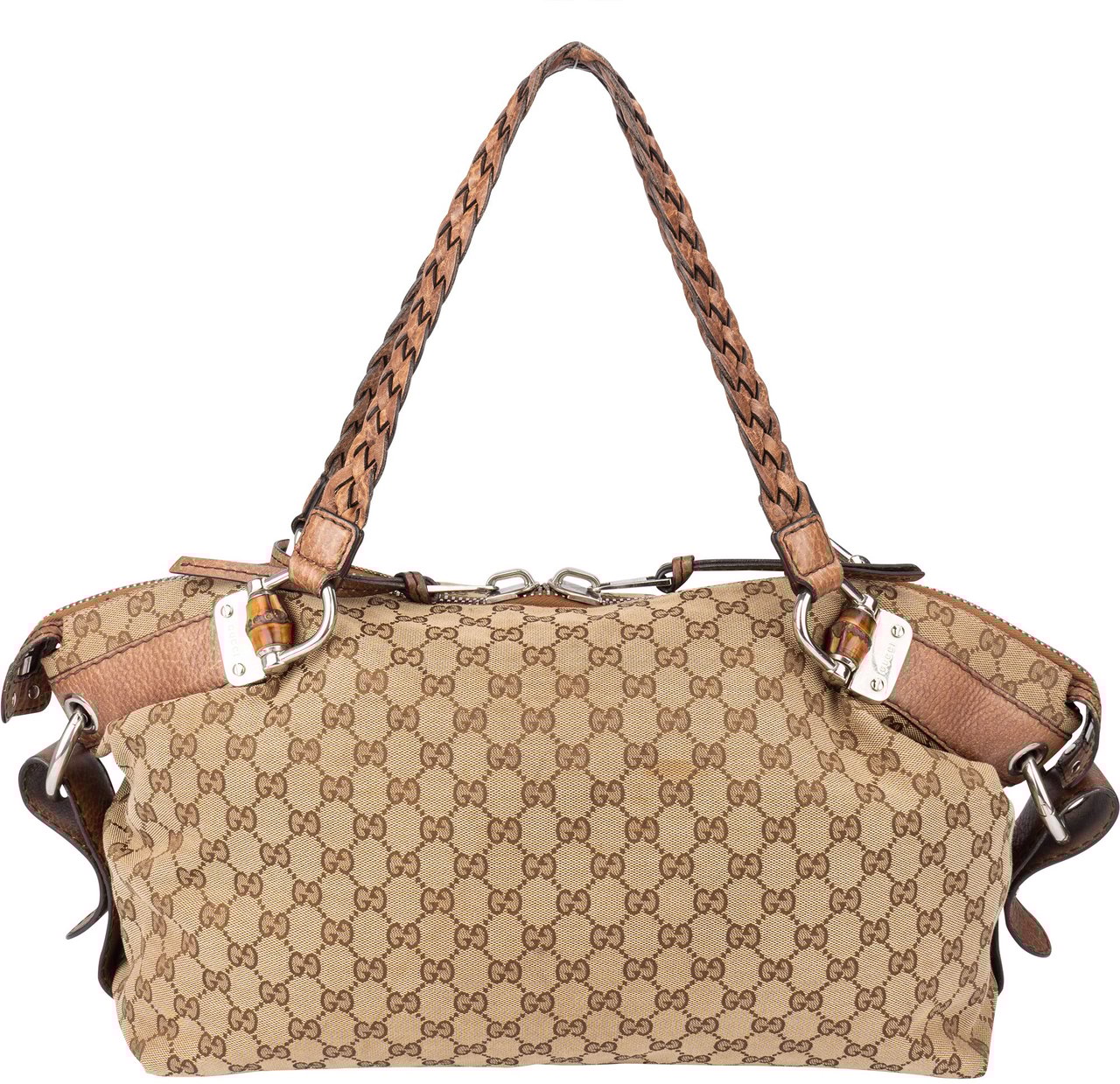 Gucci Gucci GG Monogram Heavy Bamboo Handbag Bruin