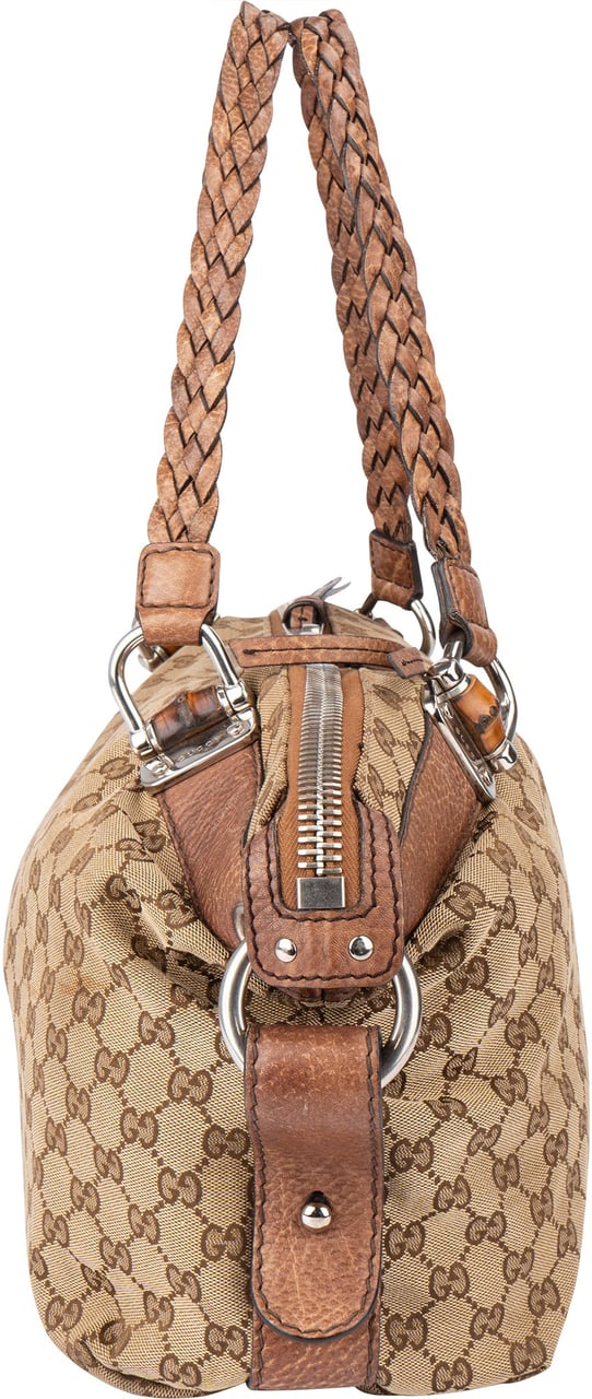 Gucci Gucci GG Monogram Heavy Bamboo Handbag Bruin