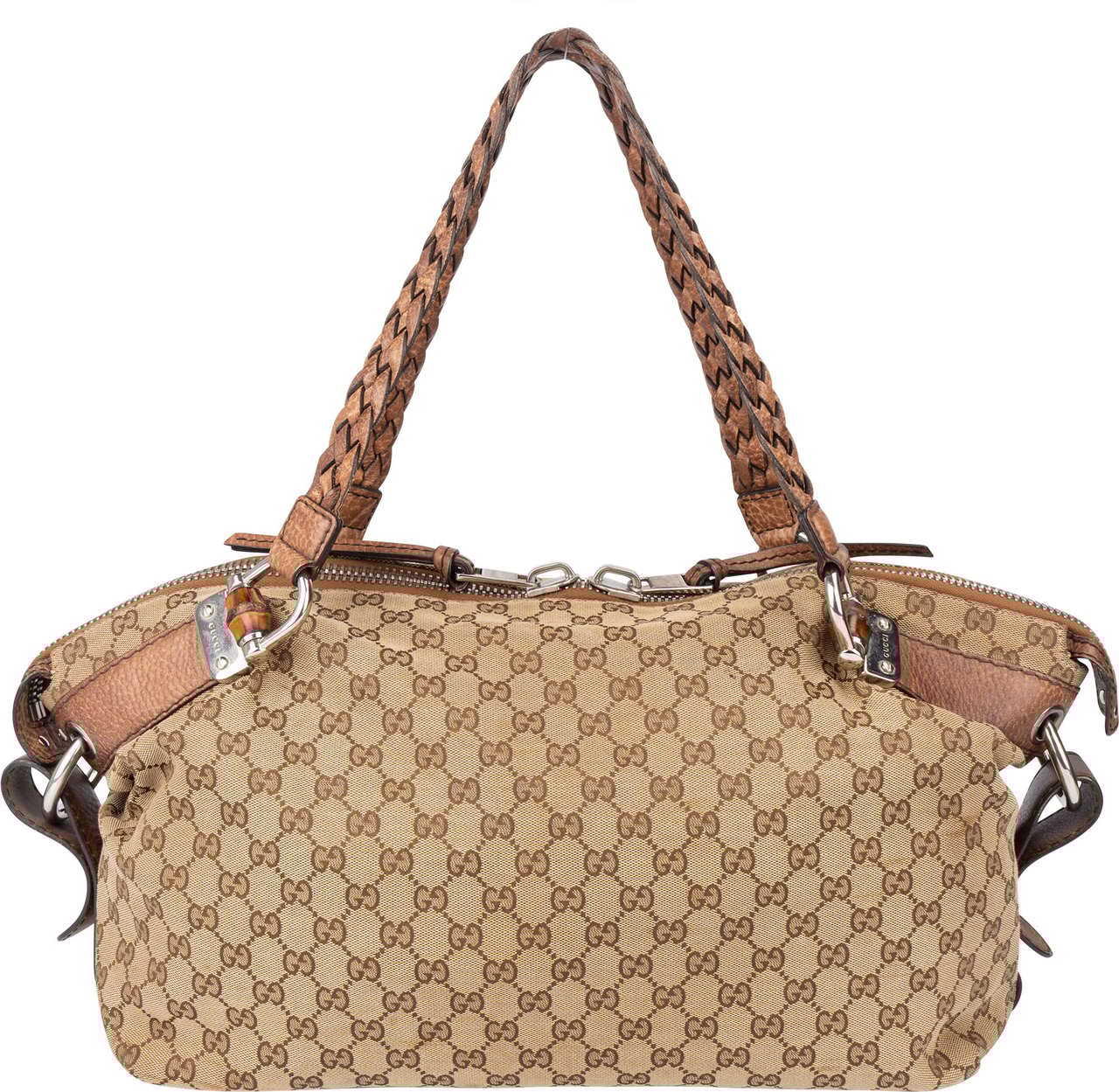 Gucci Gucci GG Monogram Heavy Bamboo Handbag Bruin