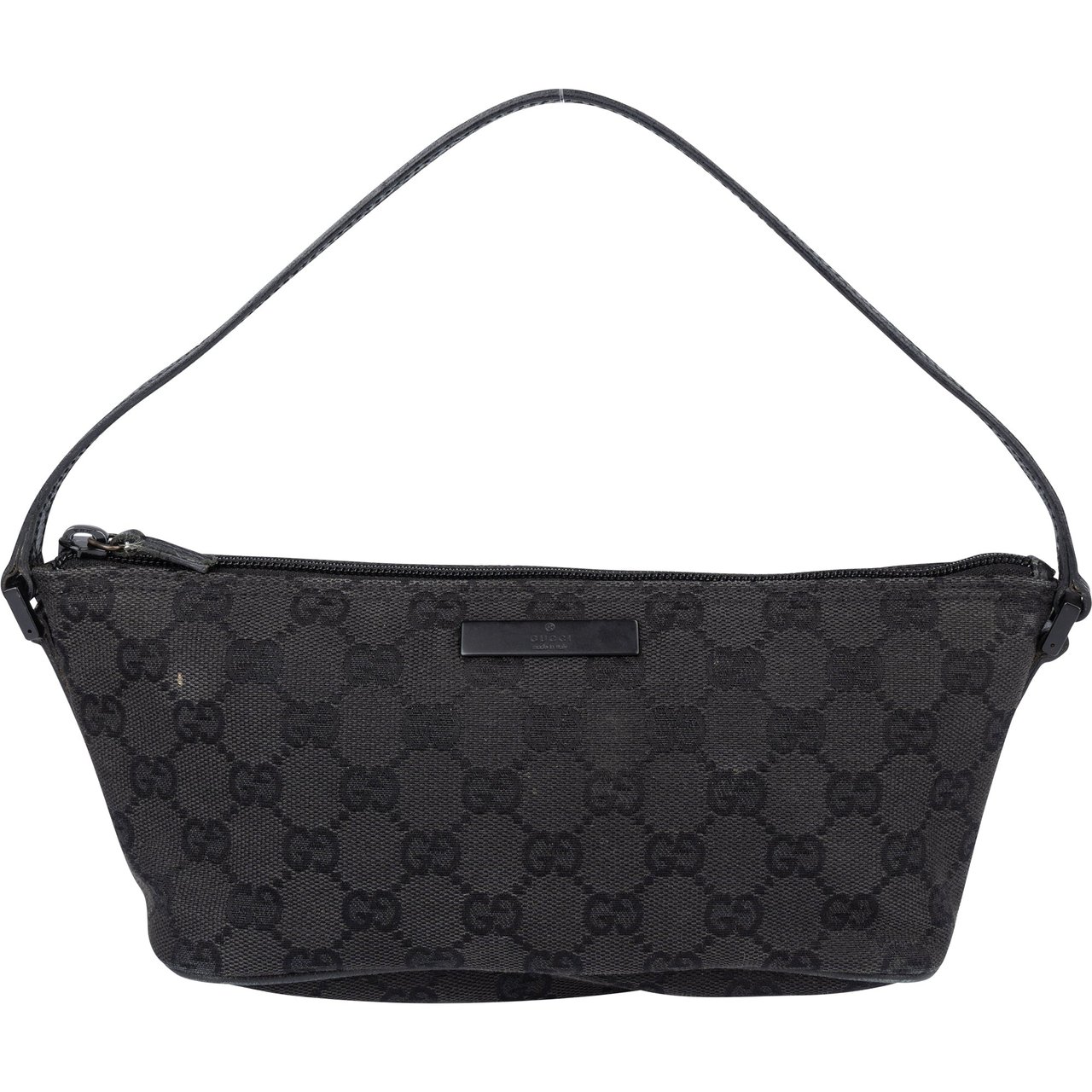 Gucci Gucci GG Monogram Black Label Baguette Handbag Zwart