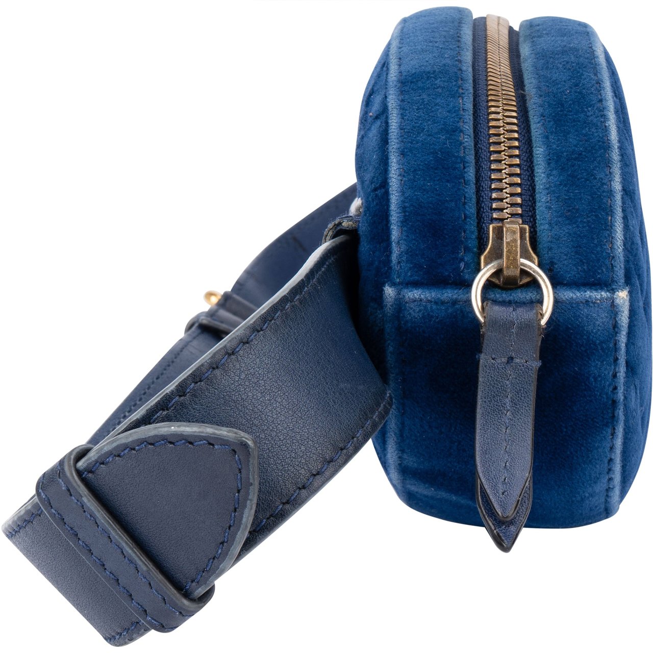 Gucci Gucci Blue Satin Marmont GG Bumbag Blauw