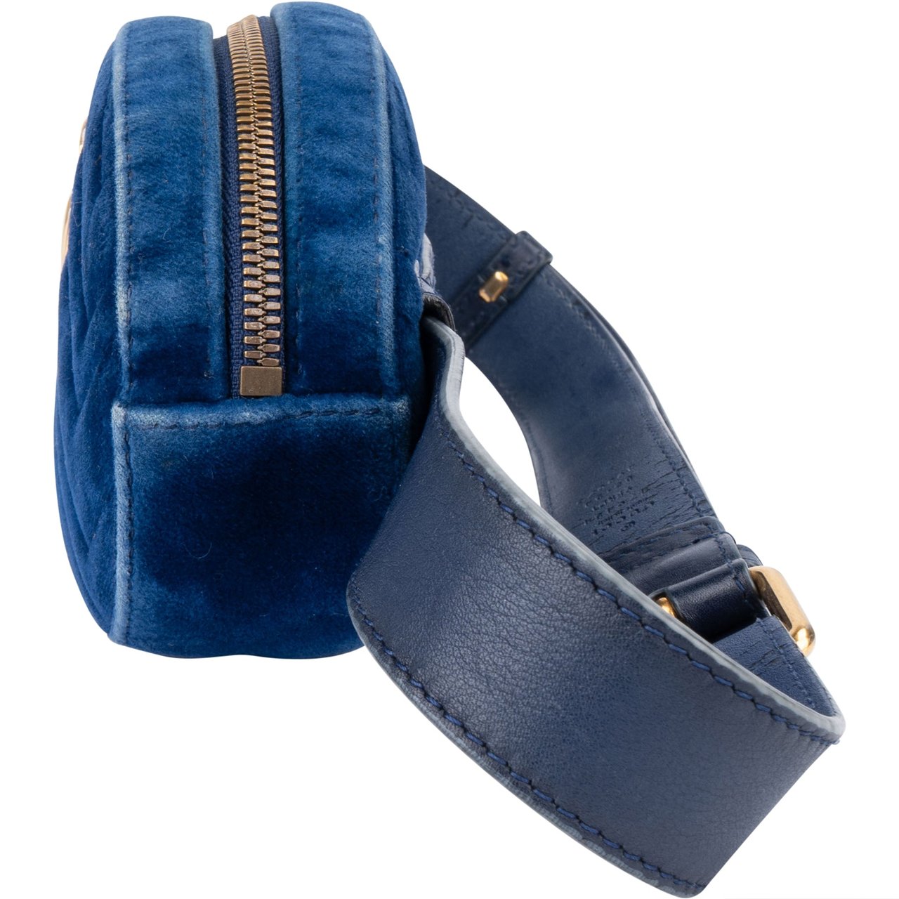Gucci Gucci Blue Satin Marmont GG Bumbag Blauw