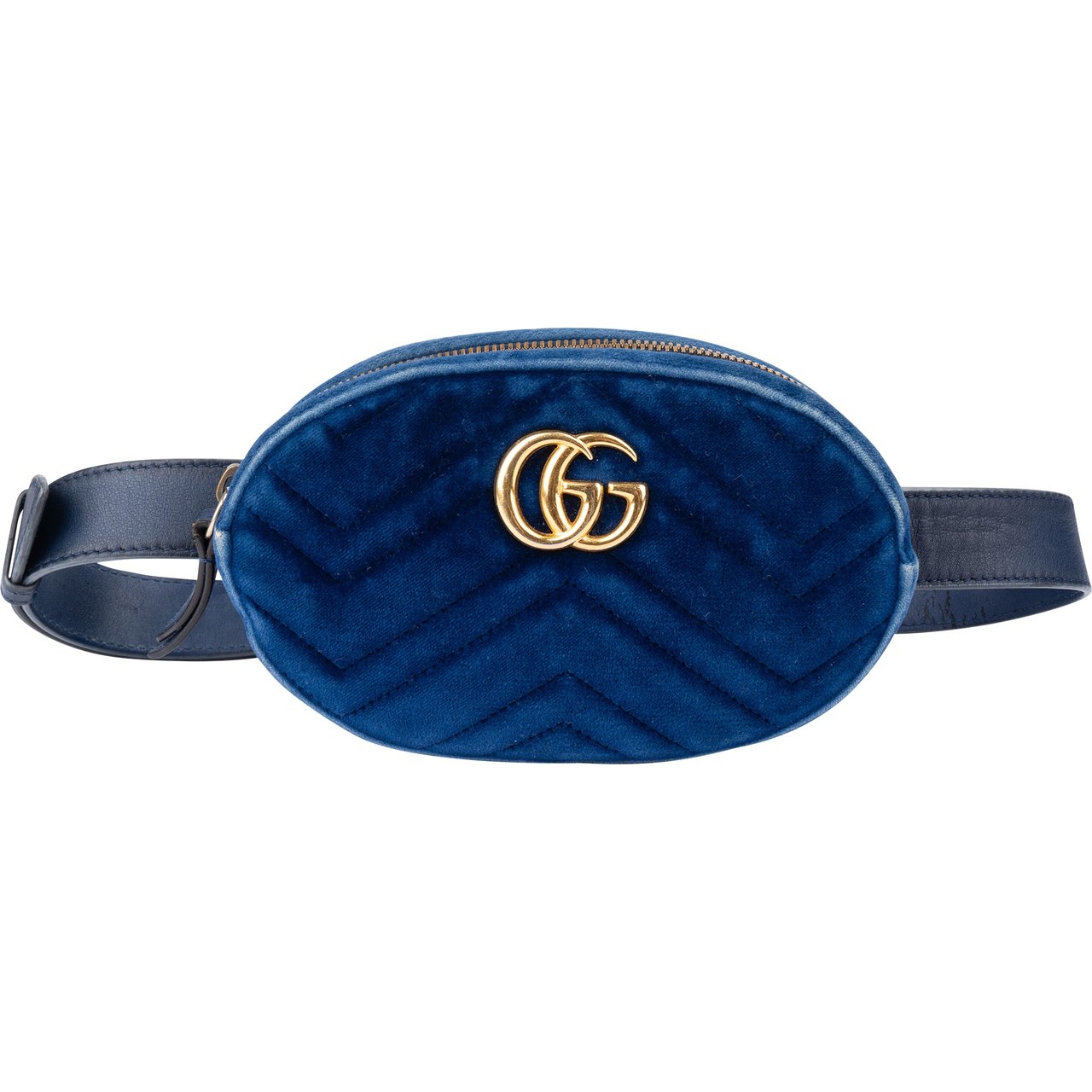 Gucci Gucci Blue Satin Marmont GG Bumbag Blauw
