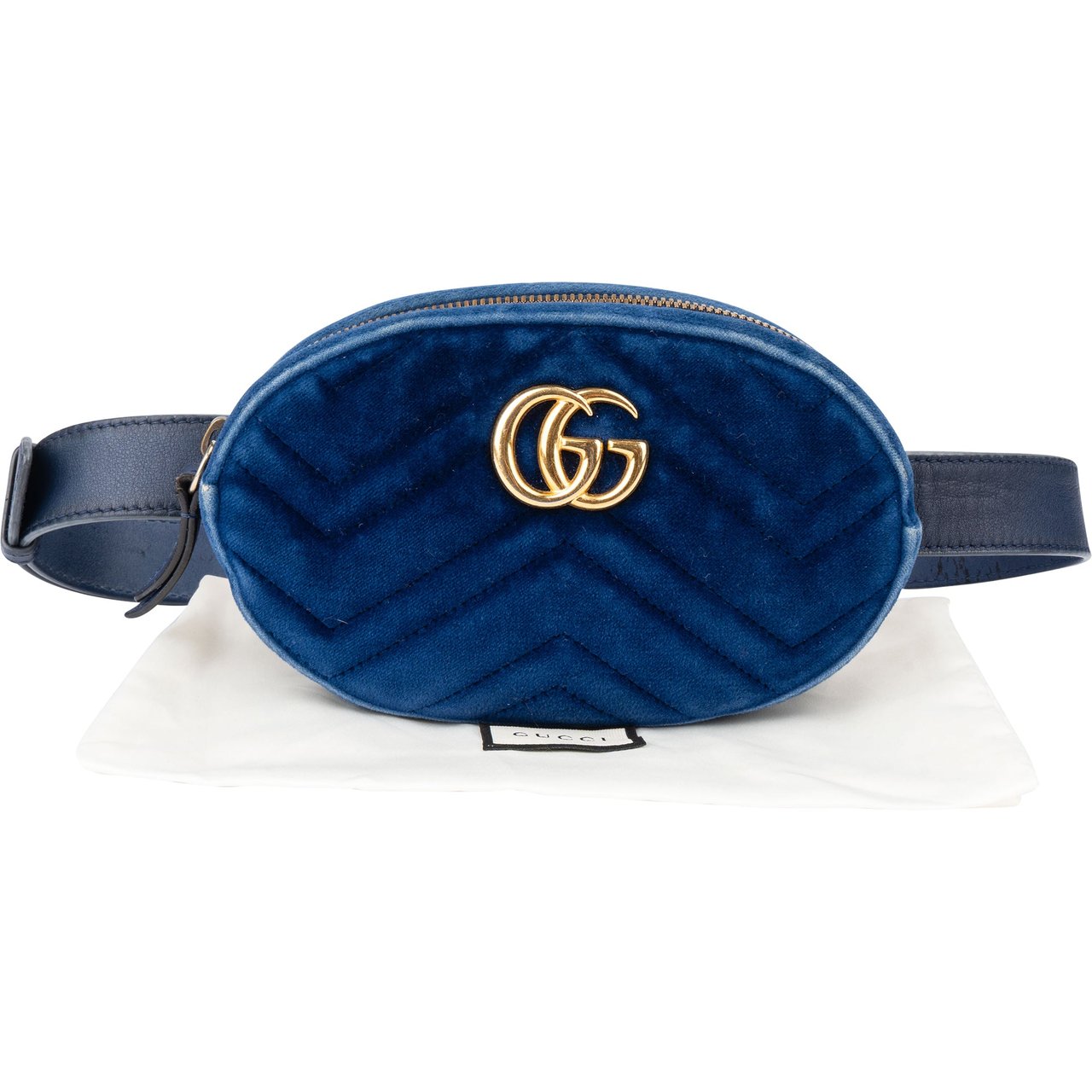 Gucci Gucci Blue Satin Marmont GG Bumbag Blauw