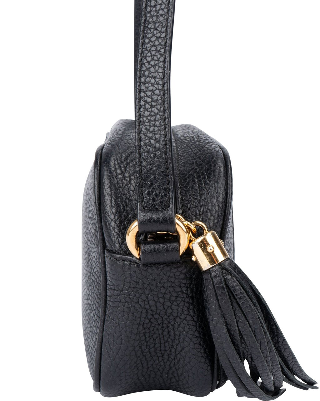 Gucci Gucci Black Leather GG Soho Crossbody Bag Zwart