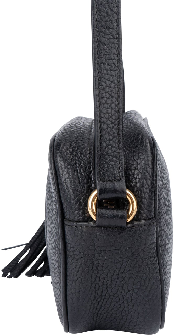 Gucci Gucci Black Leather GG Soho Crossbody Bag Zwart