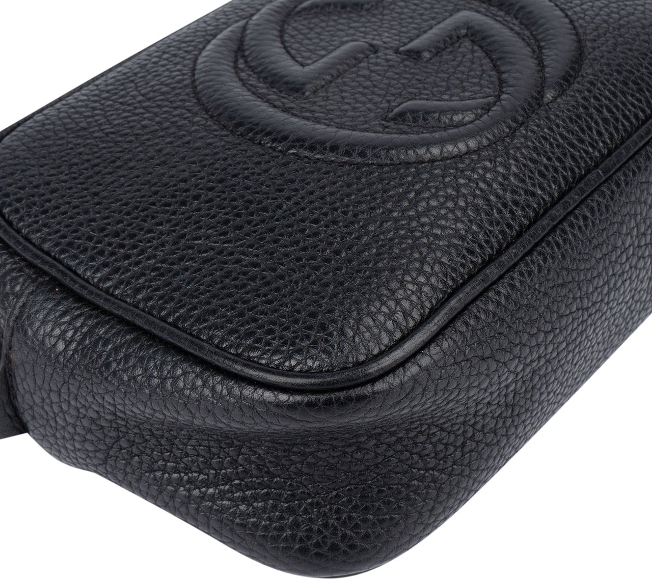 Gucci Gucci Black Leather GG Soho Crossbody Bag Zwart