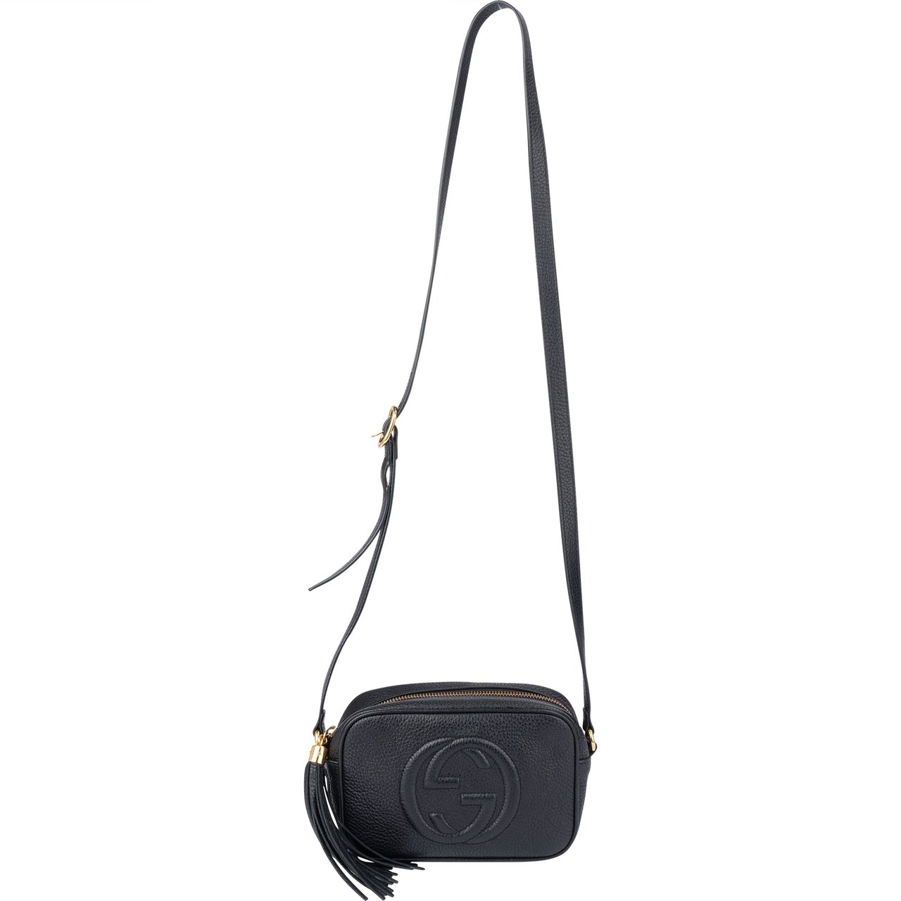 Gucci Gucci Black Leather GG Soho Crossbody Bag Zwart