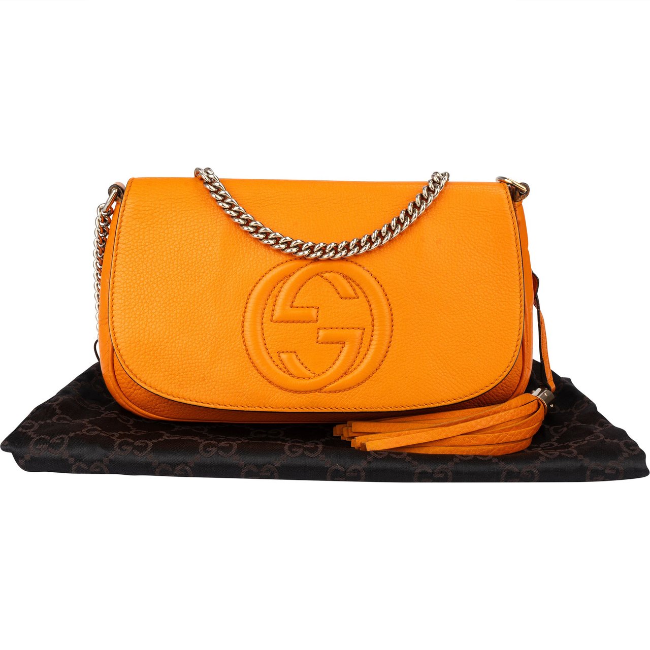 Gucci Gucci Orange Leather GG Soho Crossbody Bag Oranje