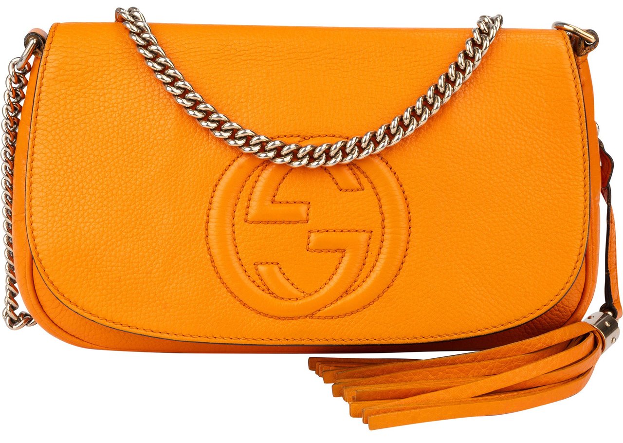 Gucci Gucci Orange Leather GG Soho Crossbody Bag Oranje