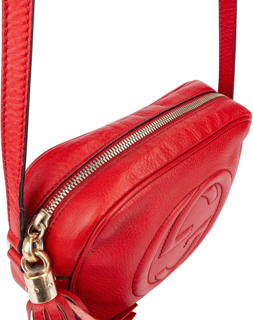 Gucci Gucci Red Leather Soho GG Crossbody Bag Rood