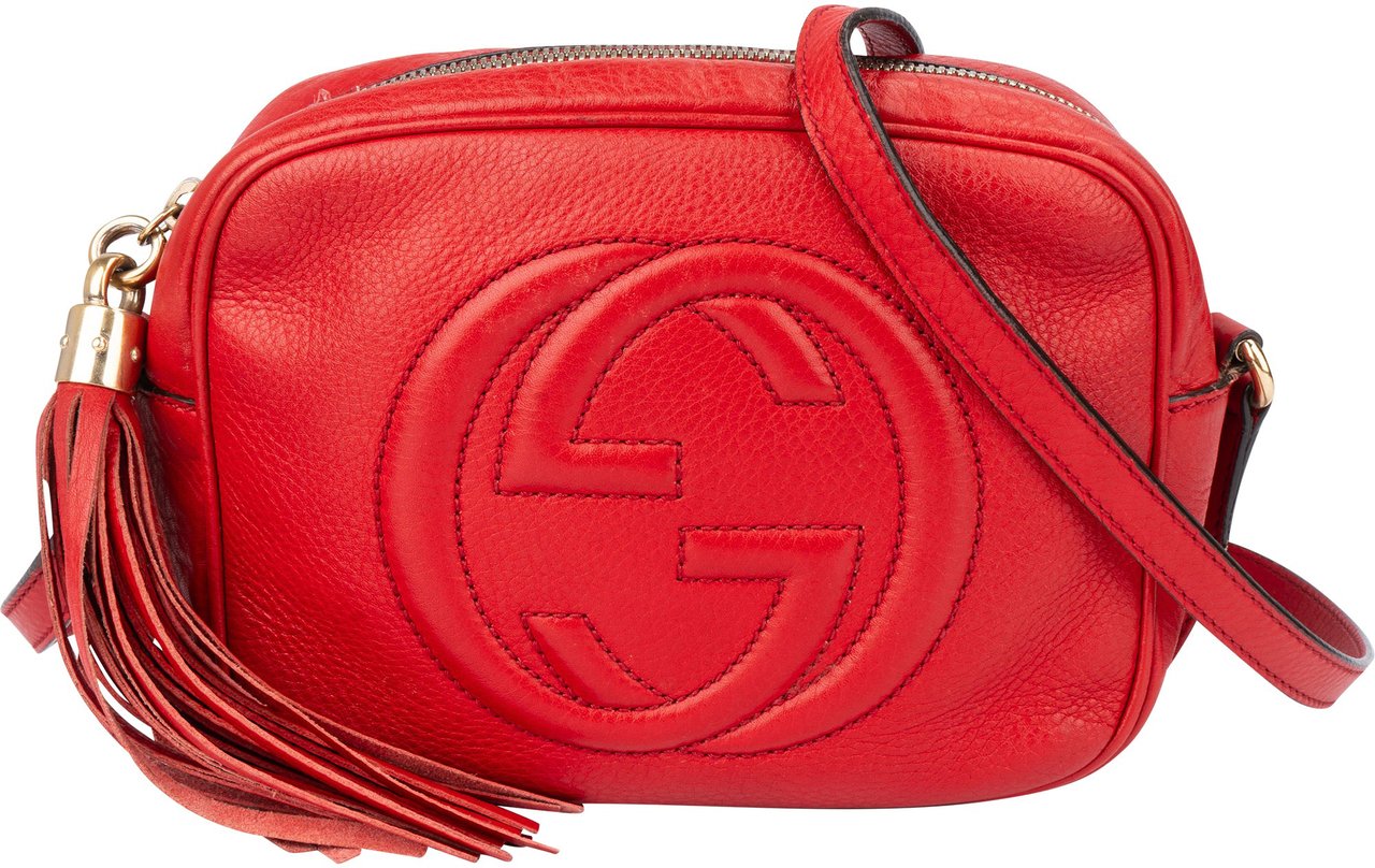 Gucci Gucci Red Leather Soho GG Crossbody Bag Rood