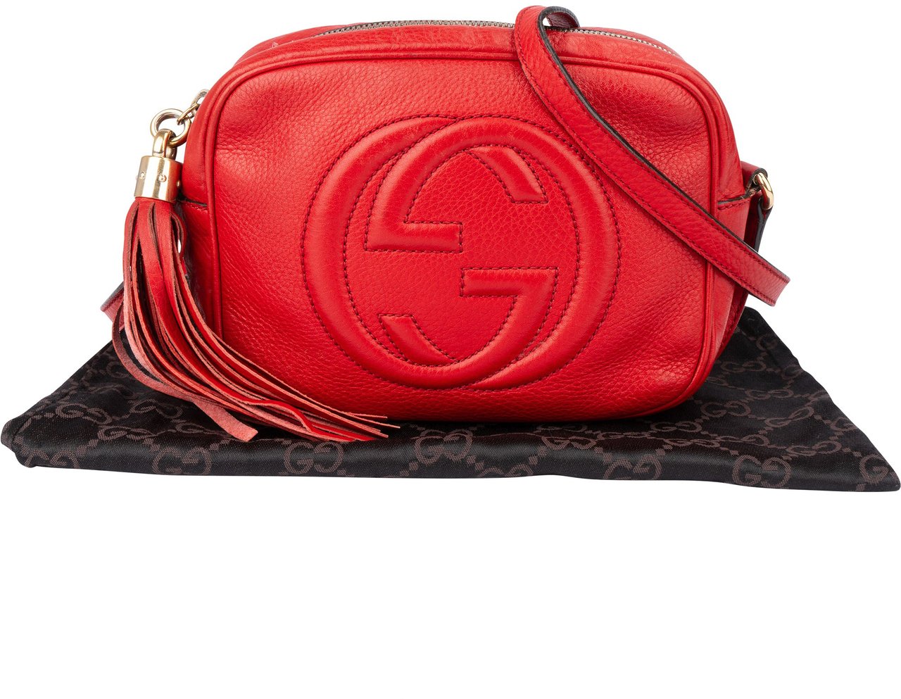 Gucci Gucci Red Leather Soho GG Crossbody Bag Rood