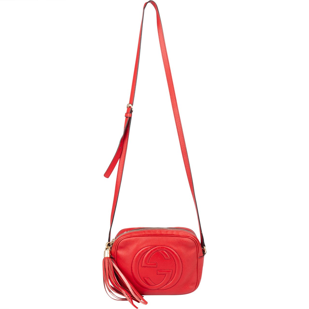 Gucci Gucci Red Leather Soho GG Crossbody Bag Rood