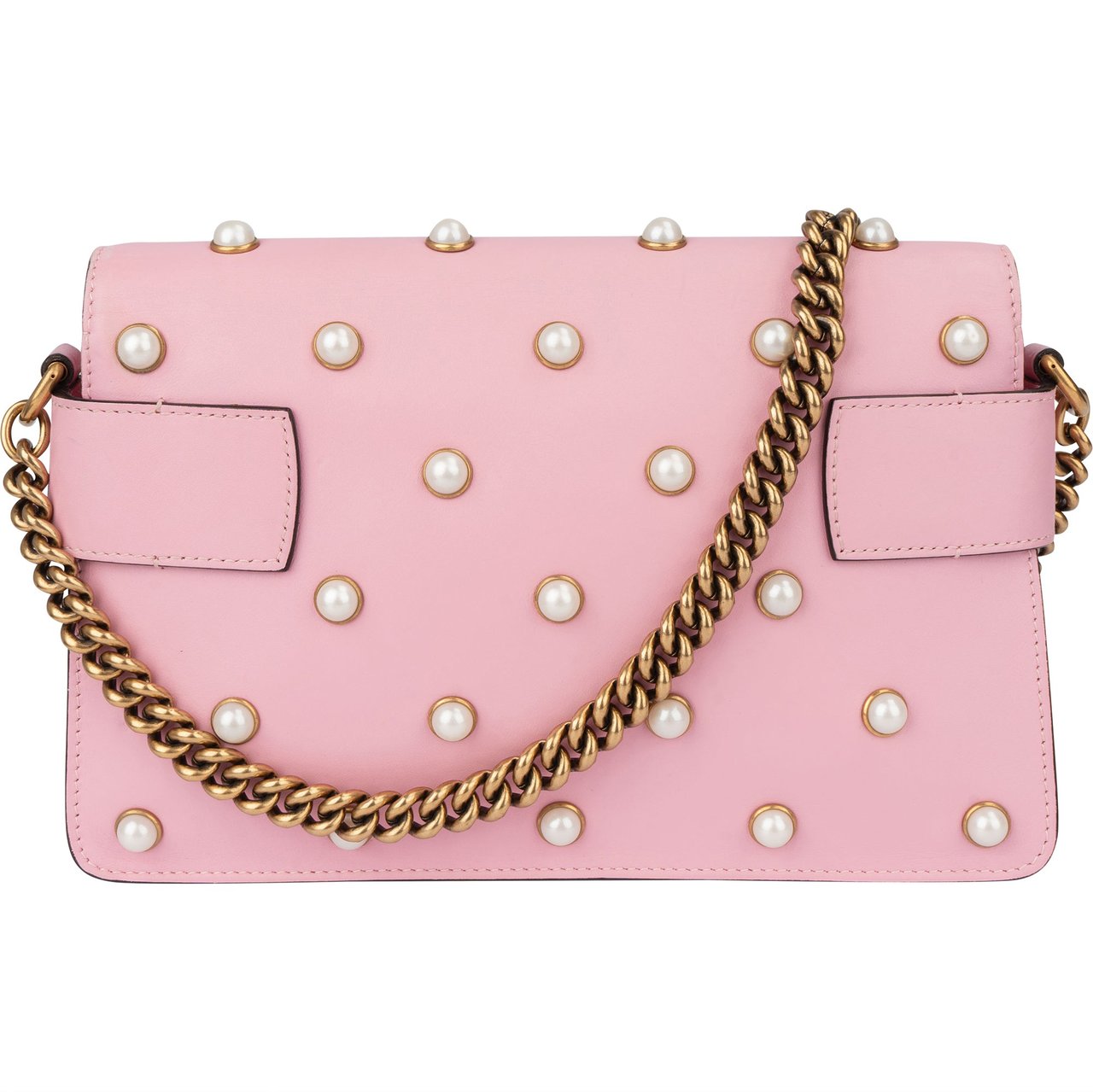 Gucci Gucci Pink Leather Queen Margaret Bee Crossbody Bag Roze