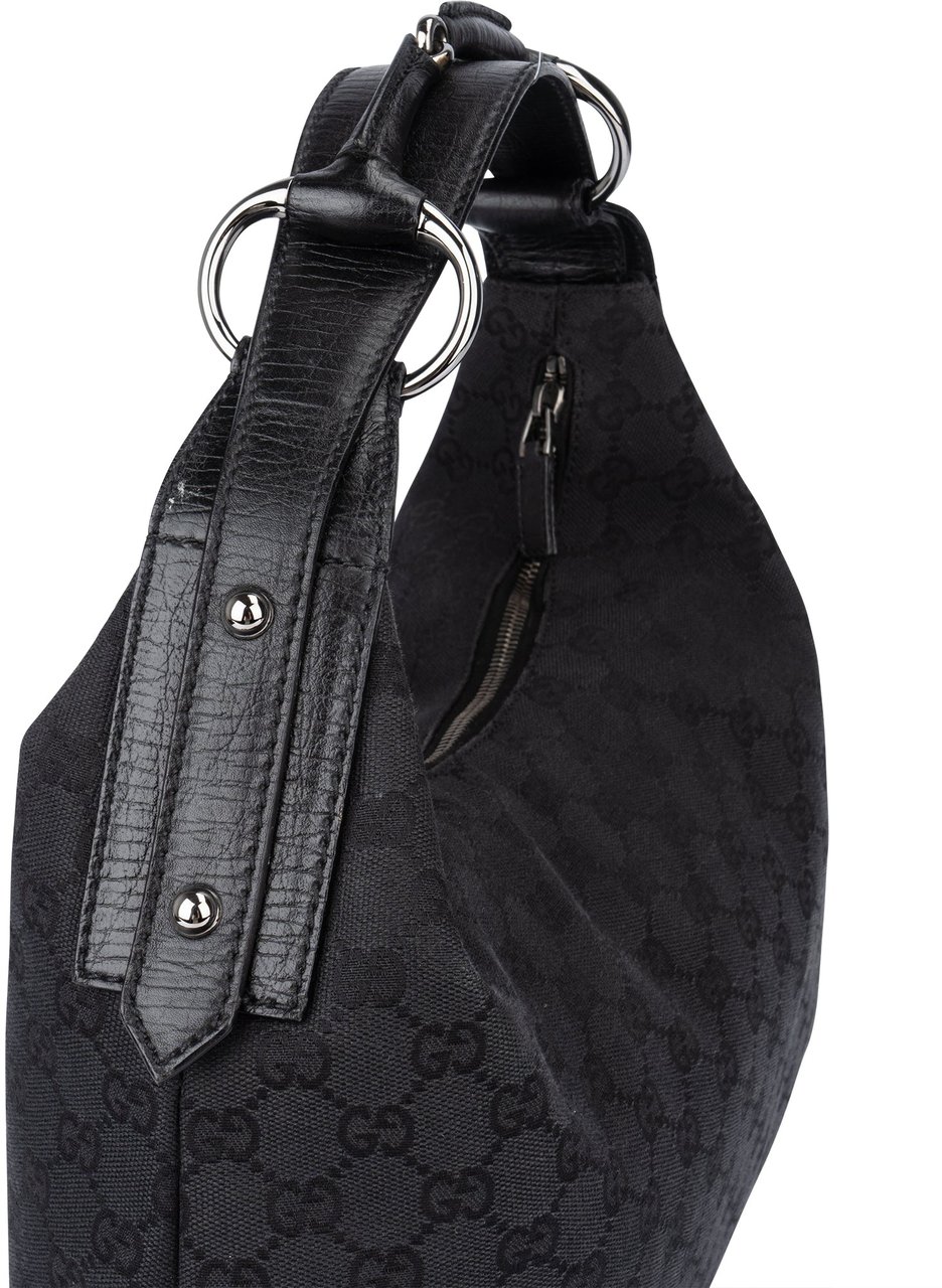 Gucci Gucci GG Monogram Horsebit Hobo Bag Zwart