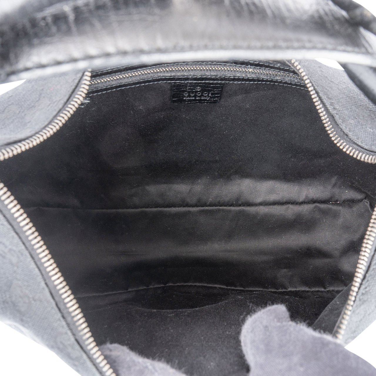 Gucci Gucci GG Monogram Horsebit Hobo Bag Zwart