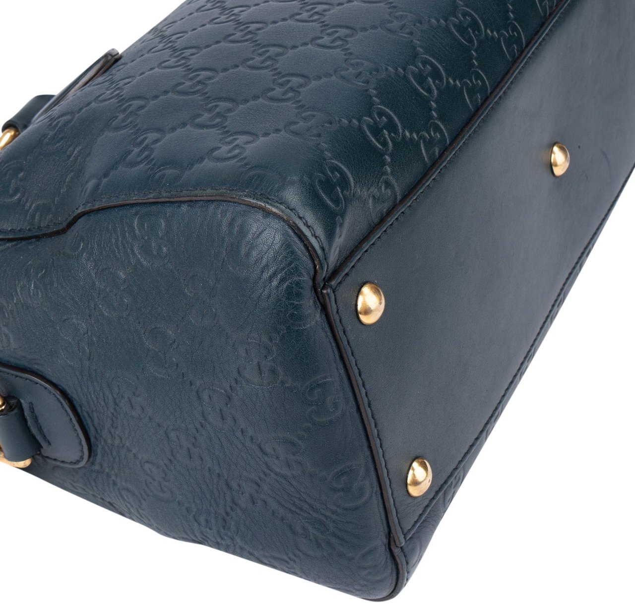 Gucci Gucci Blue Leather GG Monogram Boston Handbag Blauw