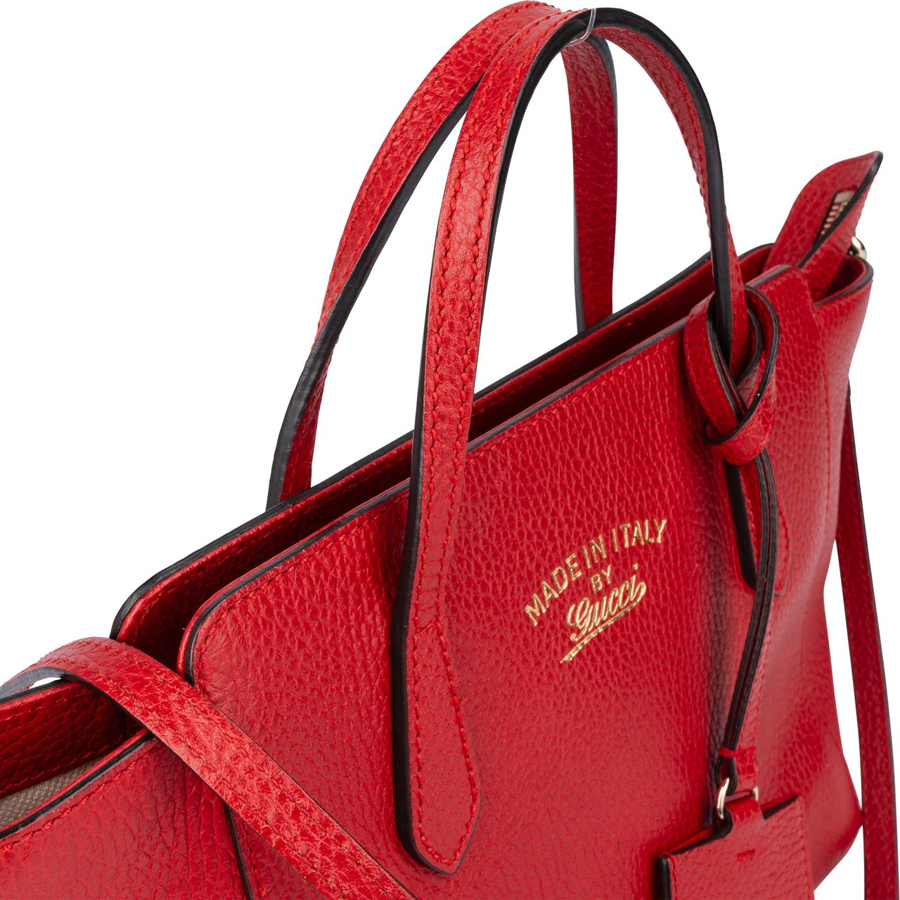 Gucci Gucci Red Leather Swing Handbag Rood