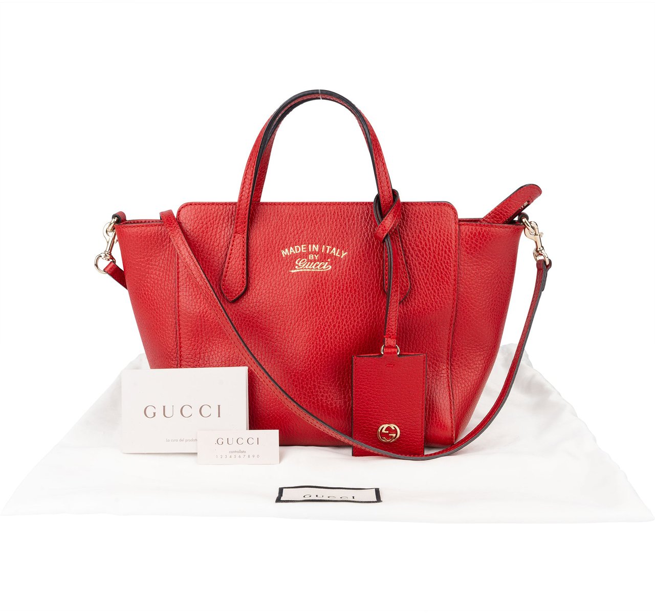 Gucci Gucci Red Leather Swing Handbag Rood