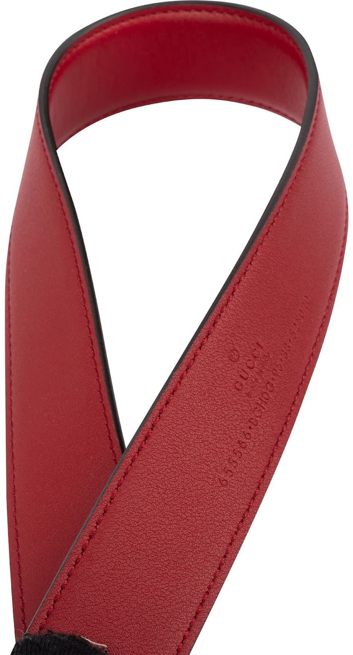 Gucci Red Leather Framed G Buckle Belt Rood
