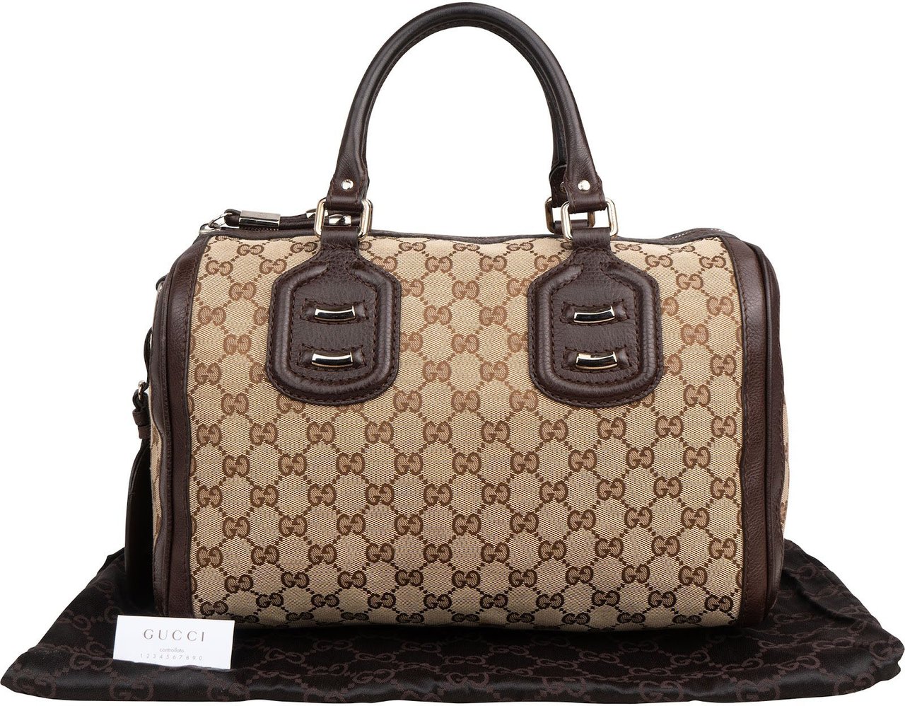 Gucci Monogram GG Supreme Canvas Joy Boston Handbag Beige