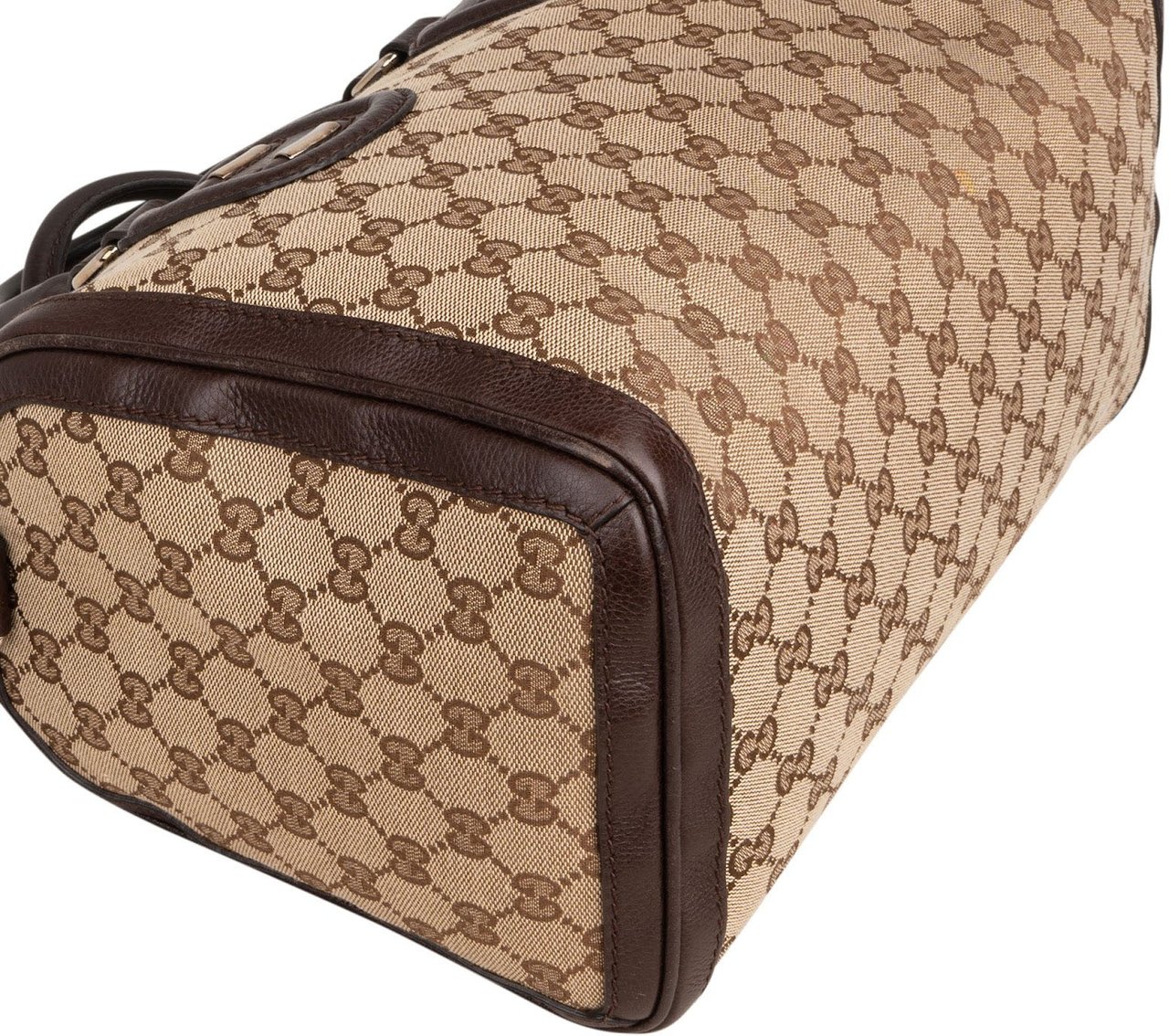 Gucci Monogram GG Supreme Canvas Joy Boston Handbag Beige
