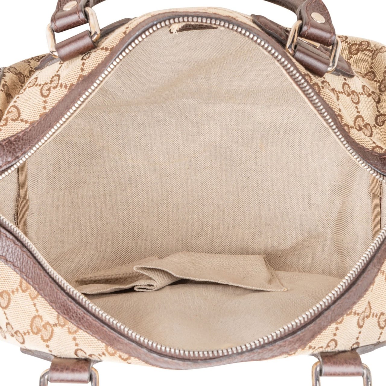 Gucci Monogram GG Supreme Canvas Joy Boston Handbag Beige